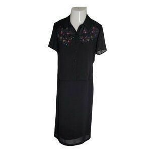 Karen Stevens Classy Vintage Long Dress with Button Top ~ Sz 6P ~ Black